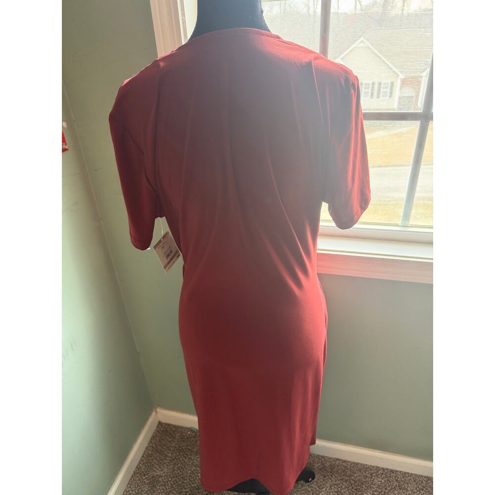 Anne Klein Rust Faux Wrap Jersey Dress Size 12 NWT Tags - Picture 4 of 5